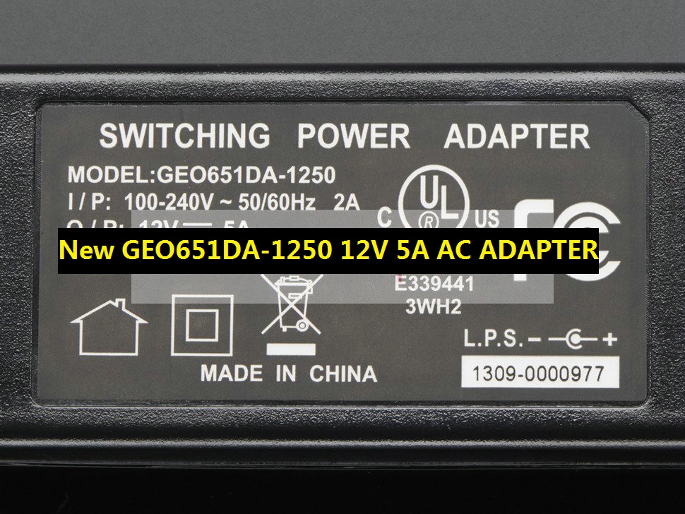 *Brand NEW*12V 5A AC ADAPTER GEO651DA-1250 Switching POWER SUPPLY